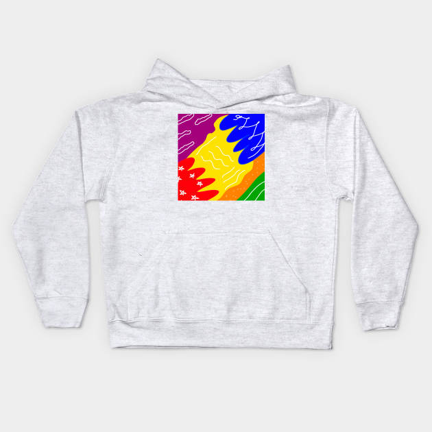 yellow colorful rainbow abstract pattern design Kids Hoodie by Artistic_st